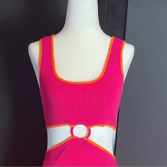 SOLID & STRIPED Bailey Dress in Shocking Pink & Clementine - NWOT - Picture 6 of 7